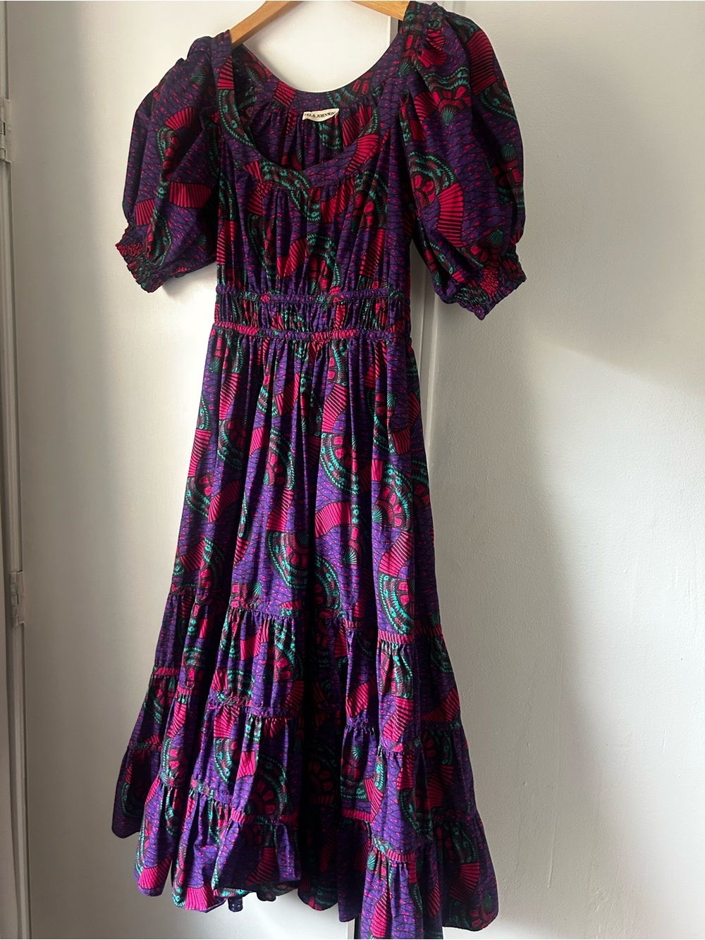 Ulla Johnson Purple & Pink Puff-Sleeve Midi Dress